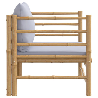 vidaXL Divano da Giardino con Cuscini Grigio Chiaro in Bambù