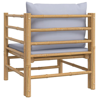 vidaXL Divano da Giardino con Cuscini Grigio Chiaro in Bambù