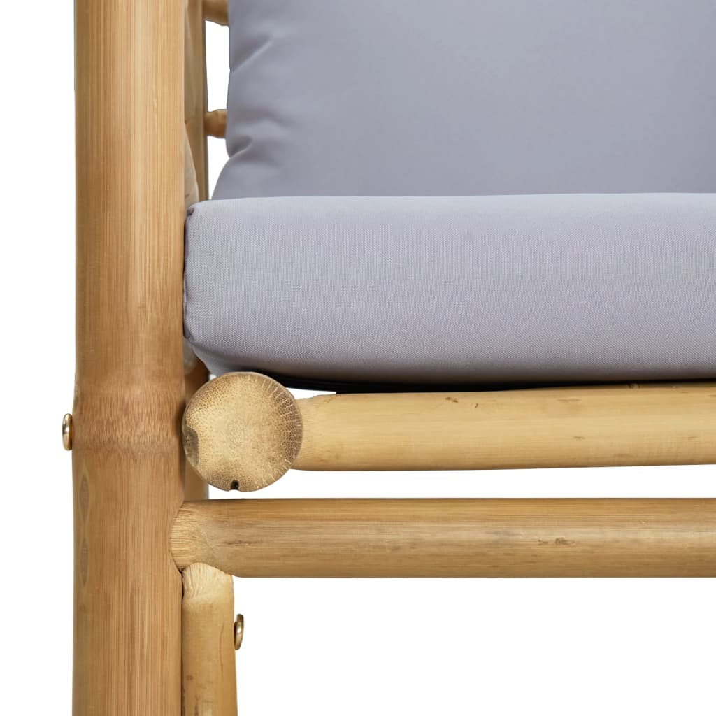 vidaXL Divano da Giardino con Cuscini Grigio Chiaro in Bambù