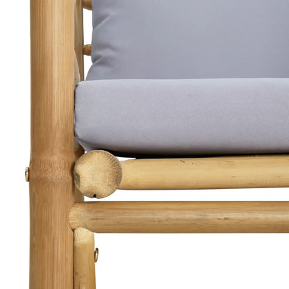 vidaXL Divano da Giardino con Cuscini Grigio Chiaro in Bambù