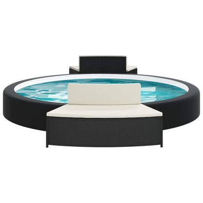 vidaXL Panche per Spa con Cuscini 2 pz in Polyrattan Nero