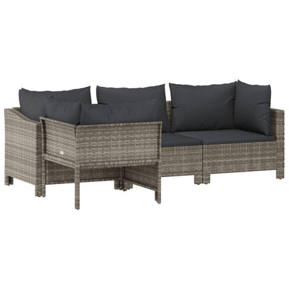 vidaXL Set Divani da Giardino 4 pz con Cuscini in Polyrattan Grigio