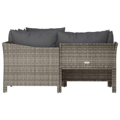 vidaXL Set Divani da Giardino 4 pz con Cuscini in Polyrattan Grigio
