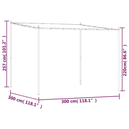 vidaXL Gazebo Beige 3x3 m 180 g/m² Tessuto e Acciaio