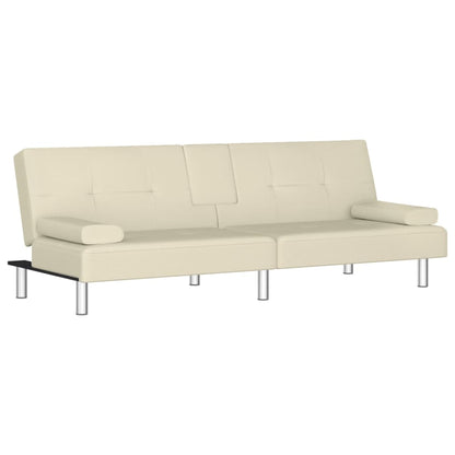 vidaXL Divano Letto con Portabicchieri in Similpelle Crema