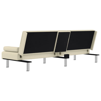 vidaXL Divano Letto con Portabicchieri in Similpelle Crema