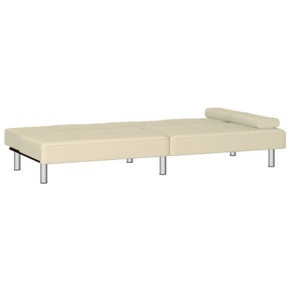 vidaXL Divano Letto con Portabicchieri in Similpelle Crema
