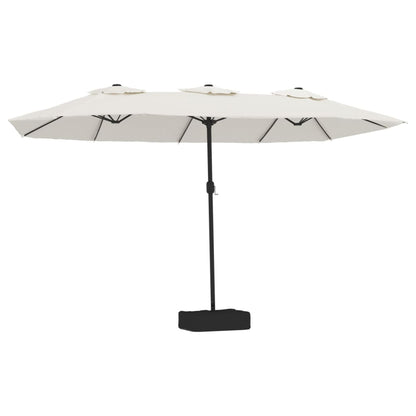 vidaXL Ombrellone a Doppia Testa con LED Bianco Sabbia 449x245 cm