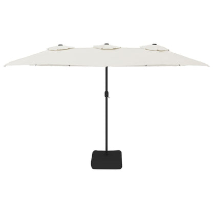 vidaXL Ombrellone a Doppia Testa con LED Bianco Sabbia 449x245 cm