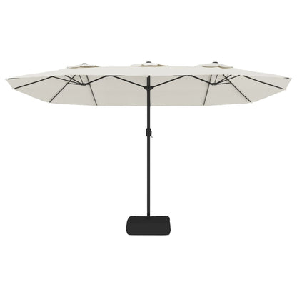 vidaXL Ombrellone a Doppia Testa con LED Bianco Sabbia 449x245 cm