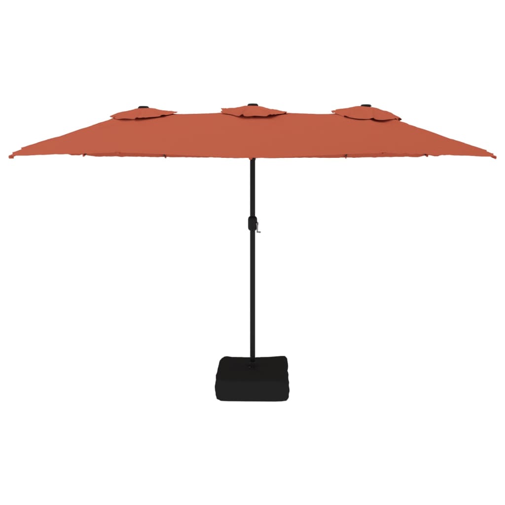 vidaXL Ombrellone a Doppia Testa con LED Terracotta 449x245 cm