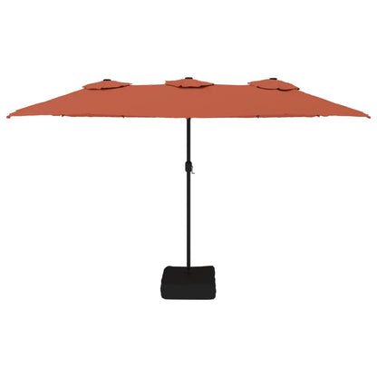 vidaXL Ombrellone a Doppia Testa con LED Terracotta 449x245 cm