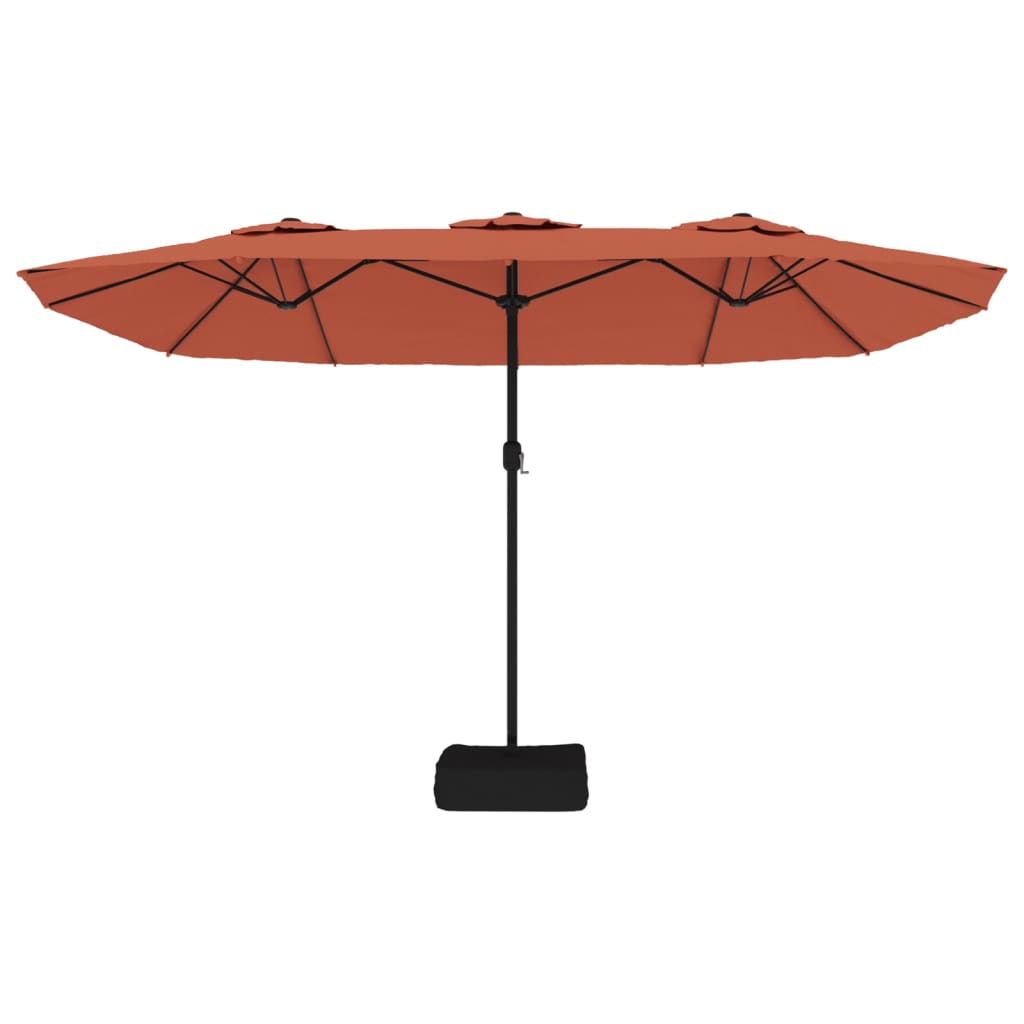 vidaXL Ombrellone a Doppia Testa con LED Terracotta 449x245 cm