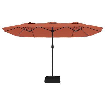 vidaXL Ombrellone a Doppia Testa con LED Terracotta 449x245 cm
