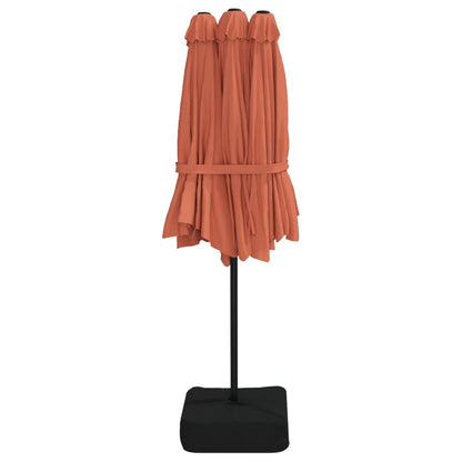 vidaXL Ombrellone a Doppia Testa con LED Terracotta 449x245 cm
