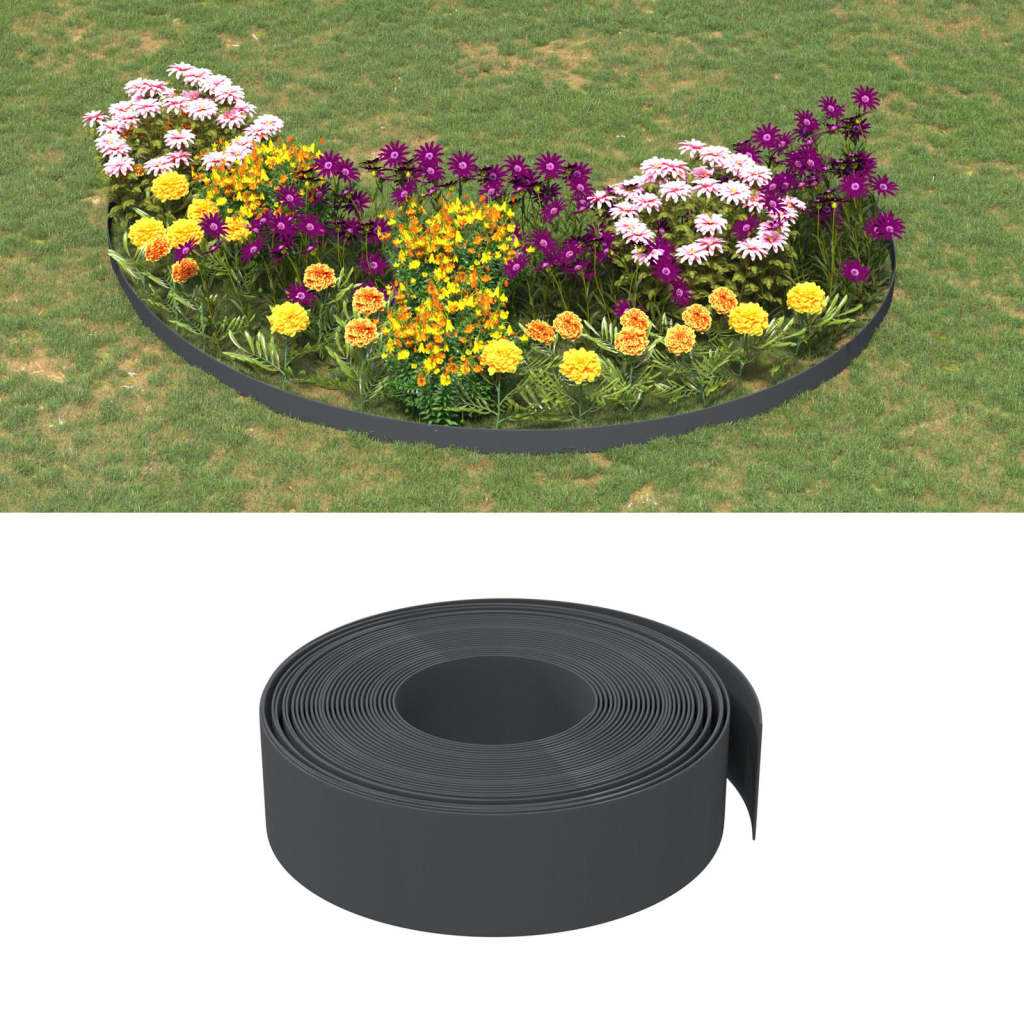 vidaXL Bordature da Giardino 4 pz Grigie 10 m 15 cm in Polietilene