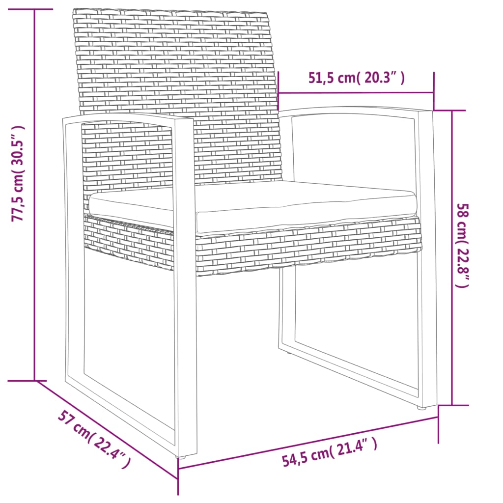 vidaXL Sedie da Pranzo da Giardino 2 pz Marroni in Rattan PP