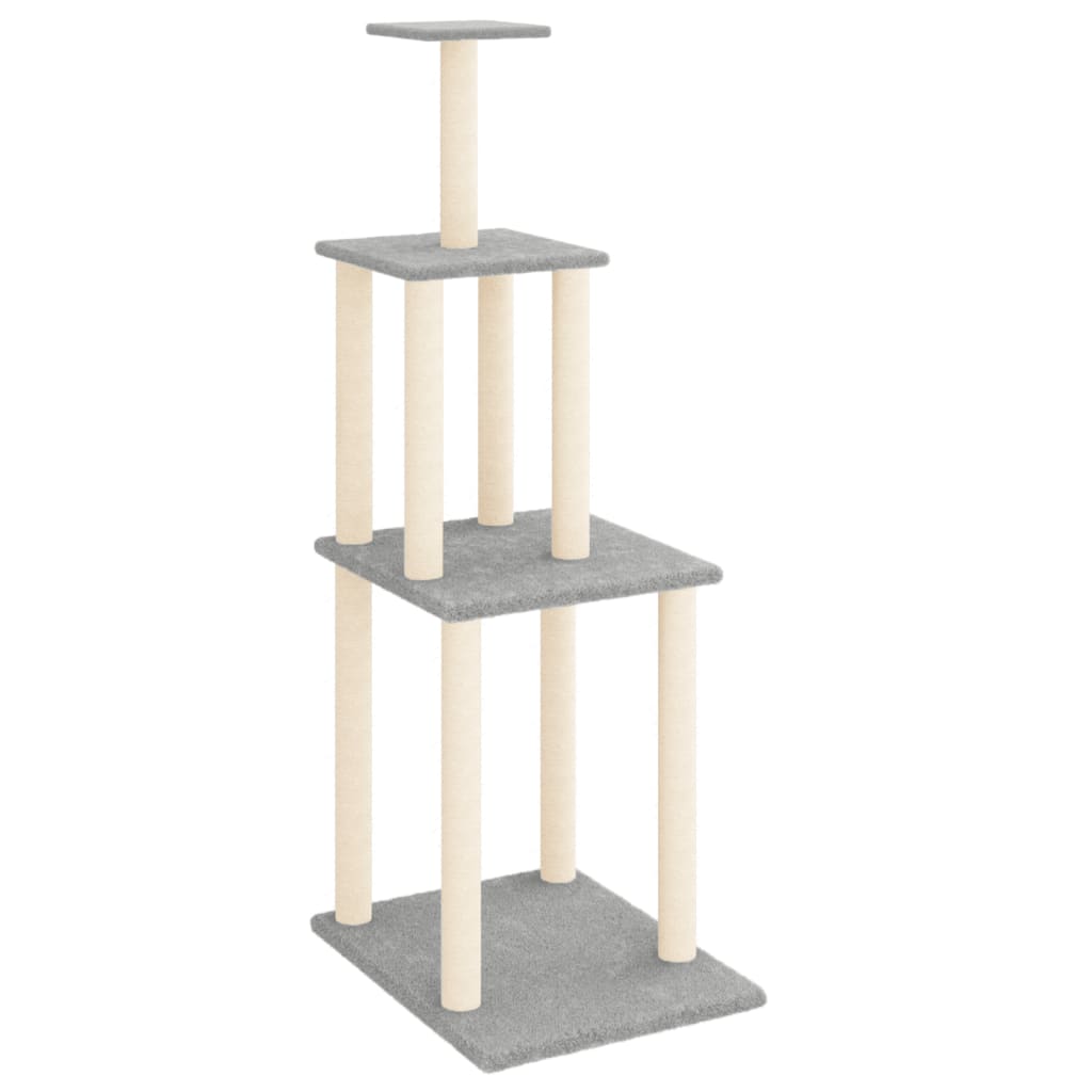 vidaXL Albero per Gatti con Tiragraffi in Sisal Grigio Chiaro 149 cm