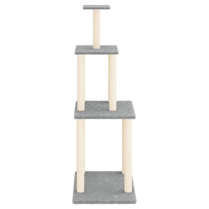 vidaXL Albero per Gatti con Tiragraffi in Sisal Grigio Chiaro 149 cm