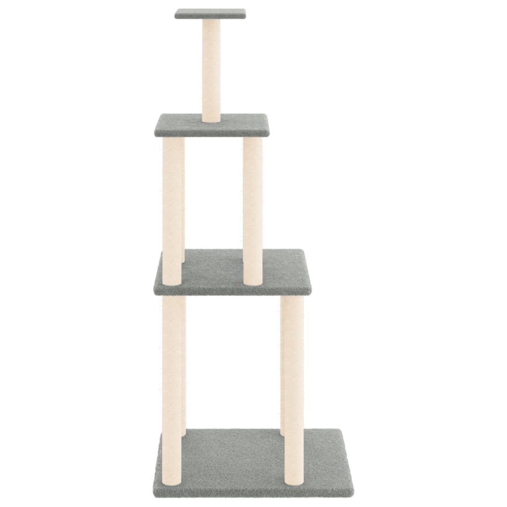 vidaXL Albero per Gatti con Tiragraffi in Sisal Grigio Chiaro 149 cm