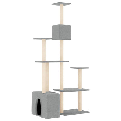 vidaXL Albero per Gatti con Tiragraffi in Sisal Grigio Chiaro 180 cm