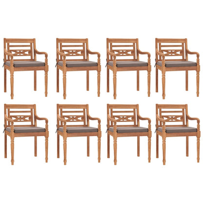 vidaXL Set Pranzo Giardino 9pz con Cuscini Grigio Scuro Massello Teak
