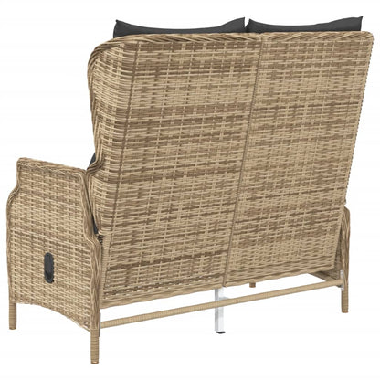 vidaXL Panca da Giardino a 2 Posti con Cuscini in Polyrattan Marrone