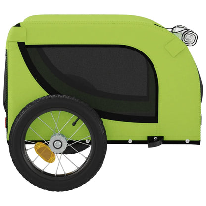 vidaXL Rimorchio da Bici per Animali Verde e Nero Oxford e Ferro