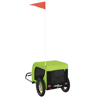 vidaXL Rimorchio da Bici per Animali Verde e Nero Oxford e Ferro