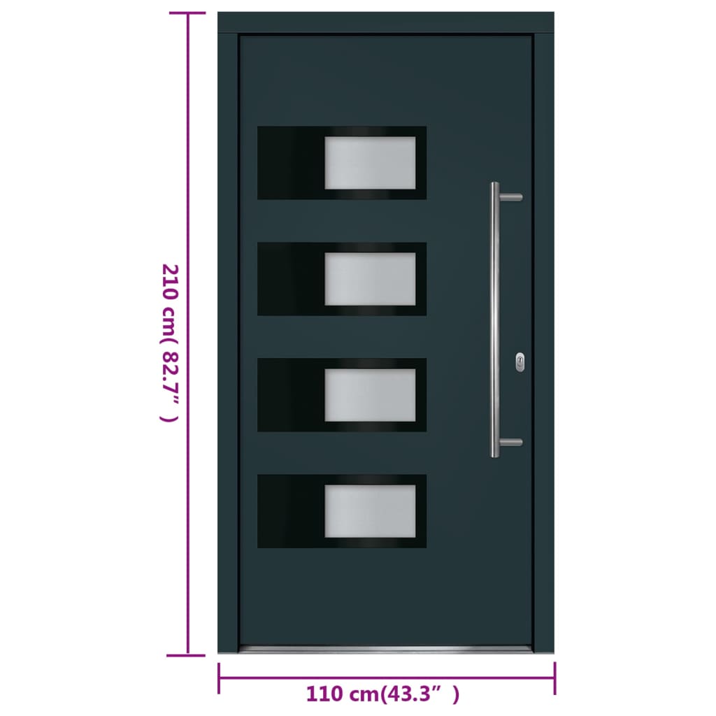 vidaXL Porta Ingresso Antracite 110x210 cm in Alluminio e PVC