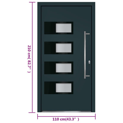 vidaXL Porta Ingresso Antracite 110x210 cm in Alluminio e PVC