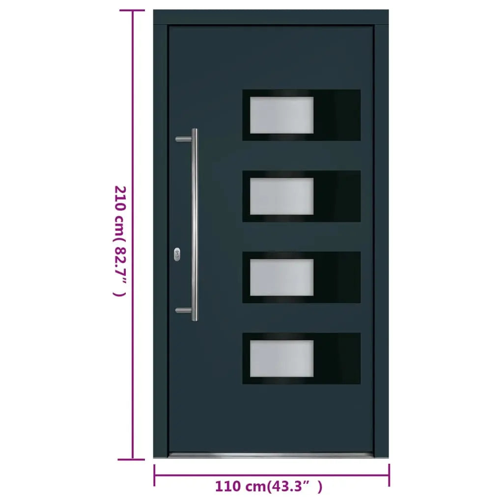 vidaXL Porta Ingresso Antracite 110x210 cm in Alluminio e PVC VIDAXL