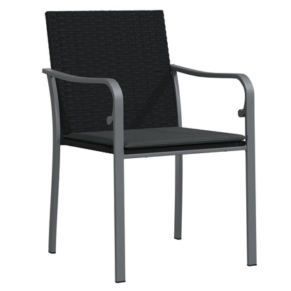 vidaXL Sedie da Giardino con Cuscini 2pz Neri 56x59x84cm in Polyrattan