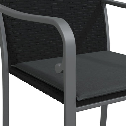 vidaXL Sedie da Giardino con Cuscini 2pz Neri 56x59x84cm in Polyrattan