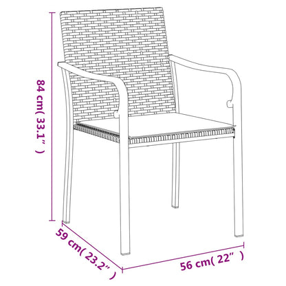 vidaXL Sedie da Giardino con Cuscini 2pz Neri 56x59x84cm in Polyrattan