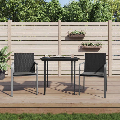 vidaXL Sedie da Giardino con Cuscini 2pz Neri 56x59x84cm in Polyrattan