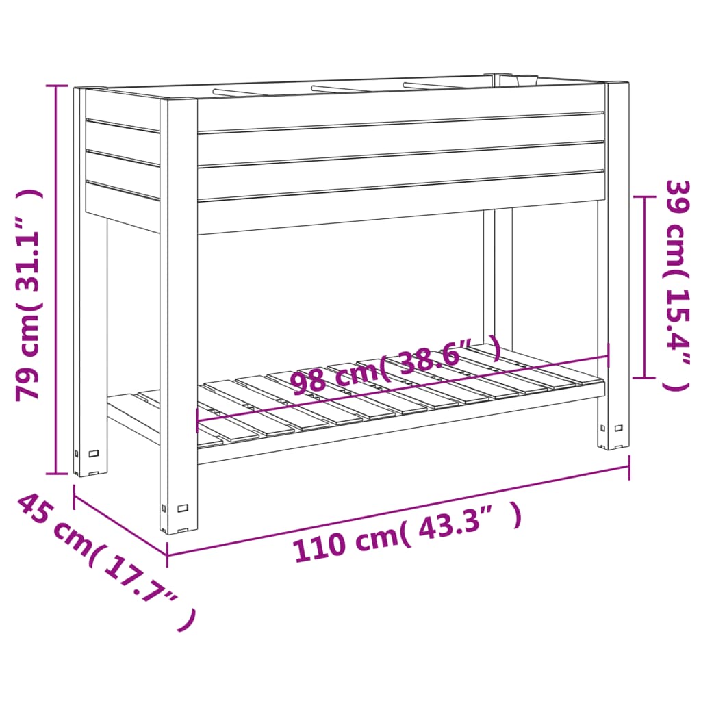 vidaXL Fioriera da Giardino Marrone Chiaro 110x45x79 cm Polipropilene VIDAXL