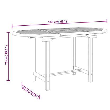 vidaXL Tavolo Giardino Estensibile 110-160x80x75cm Legno Massello Teak