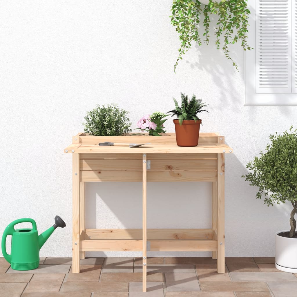 vidaxL Fioriera da Giardino con Piano Pieghevole Legno Massello Pino VIDAXL