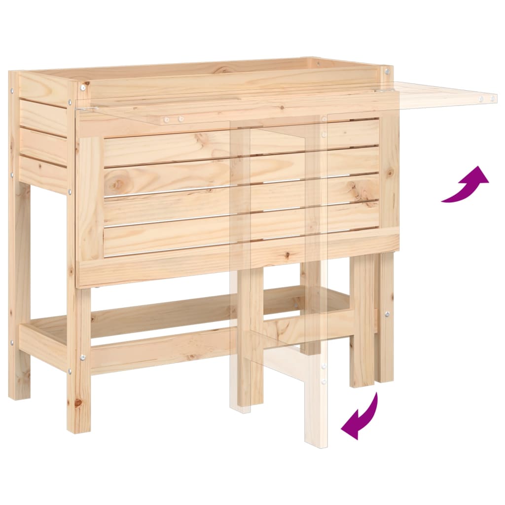 vidaxL Fioriera da Giardino con Piano Pieghevole Legno Massello Pino VIDAXL