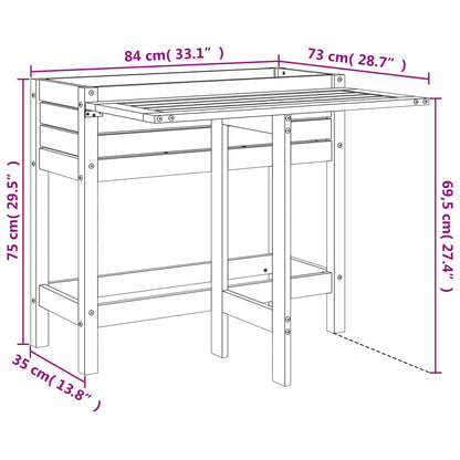 vidaxL Fioriera da Giardino con Piano Pieghevole Legno Massello Pino VIDAXL