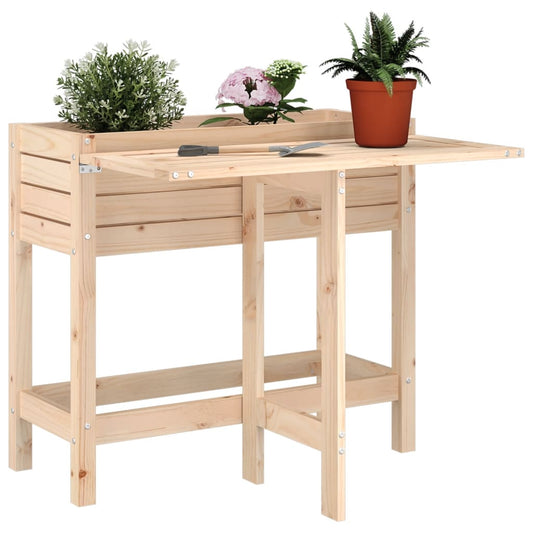 vidaxL Fioriera da Giardino con Piano Pieghevole Legno Massello Pino VIDAXL