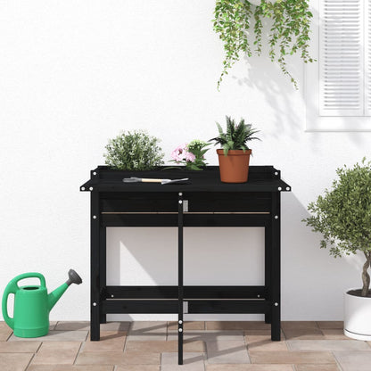 vidaxL Fioriera da Giardino Piano Pieghevole Nera Legno Massello Pino