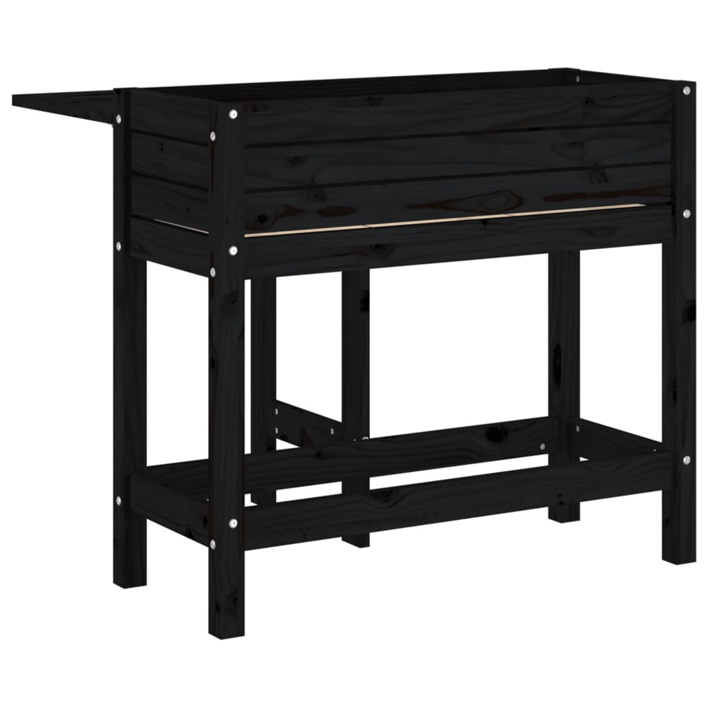 vidaxL Fioriera da Giardino Piano Pieghevole Nera Legno Massello Pino