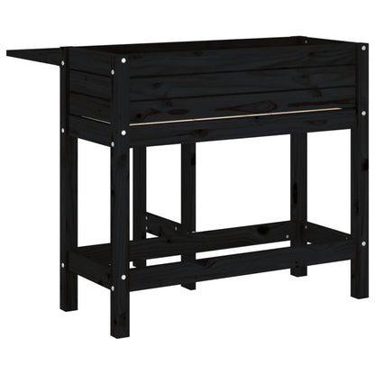 vidaxL Fioriera da Giardino Piano Pieghevole Nera Legno Massello Pino