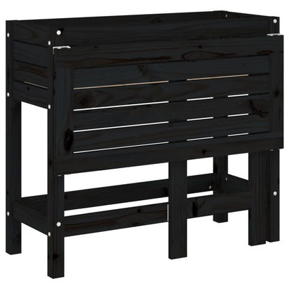 vidaxL Fioriera da Giardino Piano Pieghevole Nera Legno Massello Pino
