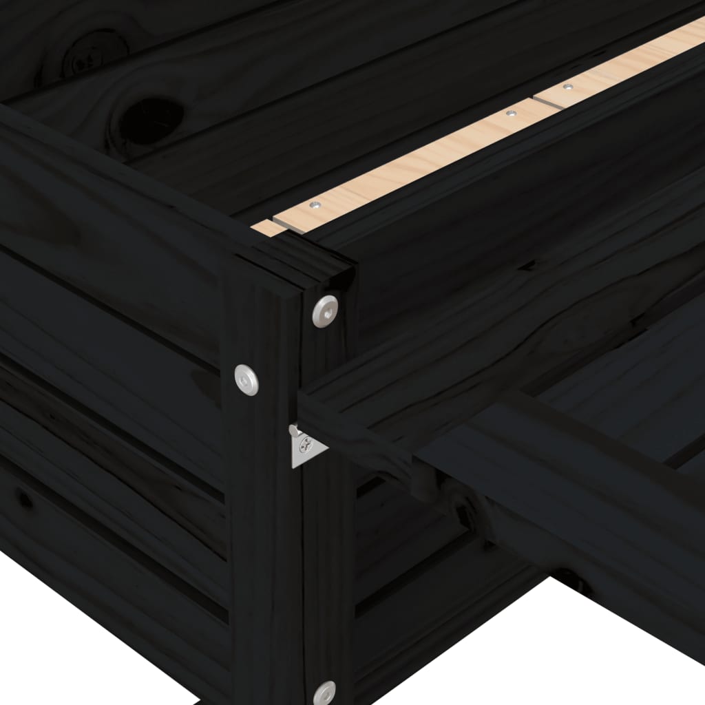 vidaxL Fioriera da Giardino Piano Pieghevole Nera Legno Massello Pino