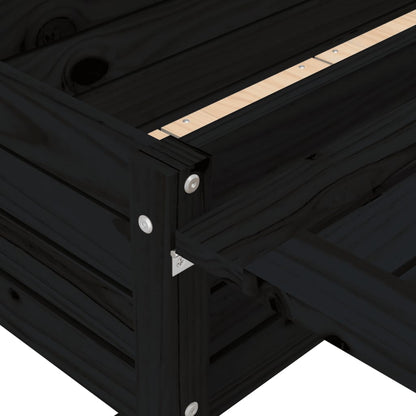 vidaxL Fioriera da Giardino Piano Pieghevole Nera Legno Massello Pino