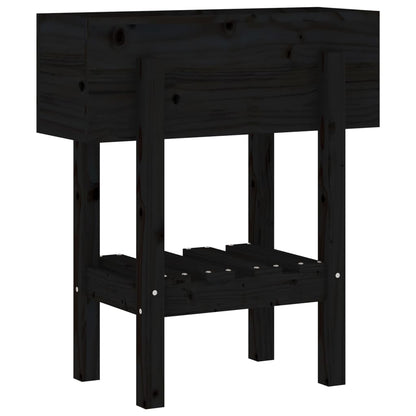 vidaXL Fioriera da Giardino Nera 62x30x69 cm Legno Massello di Pino
