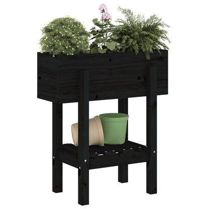 vidaXL Fioriera da Giardino Nera 62x30x69 cm Legno Massello di Pino